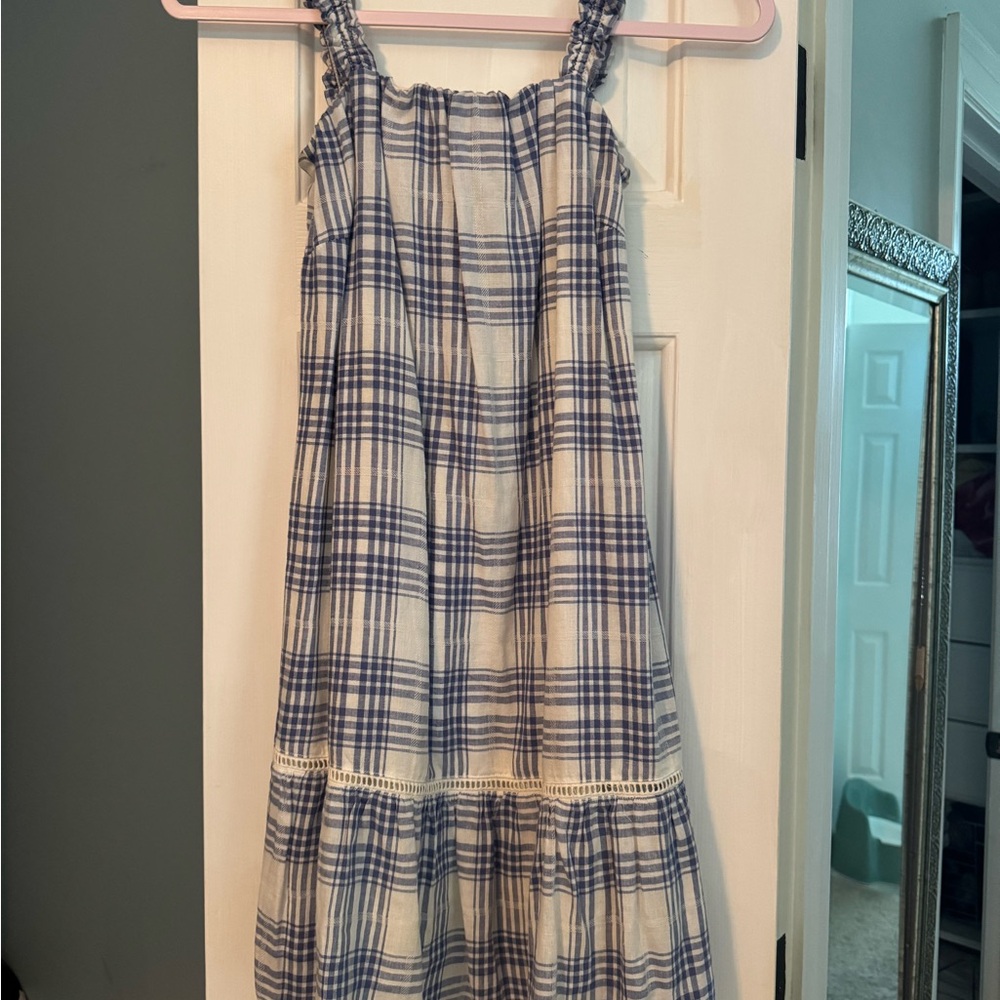 Bella Dahl Blue and White Plaid Casual Dress